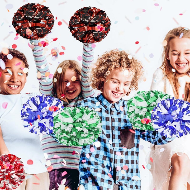 HOLENGS 4Pcs Upgraded 12inch Metallic Cheerleading Pom Poms, Cheerleader Pompoms Cheer Poms for Kids Adults, Cheering Squad Pompoms for School Sports Games Dance Party - Image 5